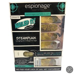 Espionage Cosmetics Steampunk Nail Wraps Metallic Gears Glitter Print